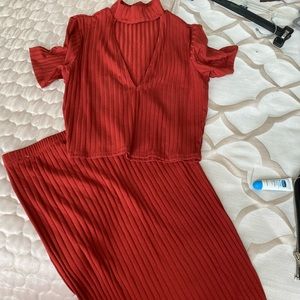 Burnt Orange MIDI Skirt + Top Set